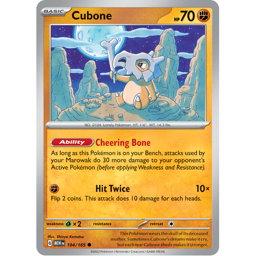 Cubone 104/165 Common Scarlet & Violet 151 Pokemon card