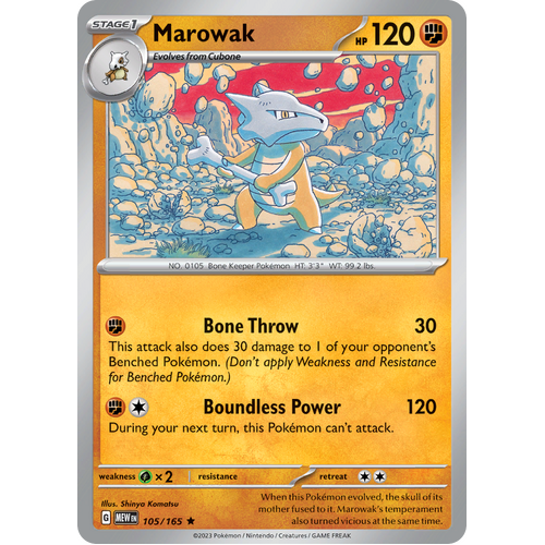 Marowak 105/165 Rare Scarlet & Violet 151 Pokemon card