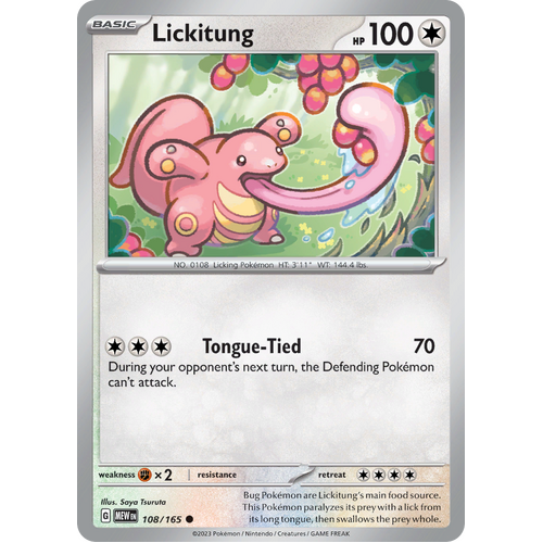 Lickitung 108/165 Common Scarlet & Violet 151 Pokemon card
