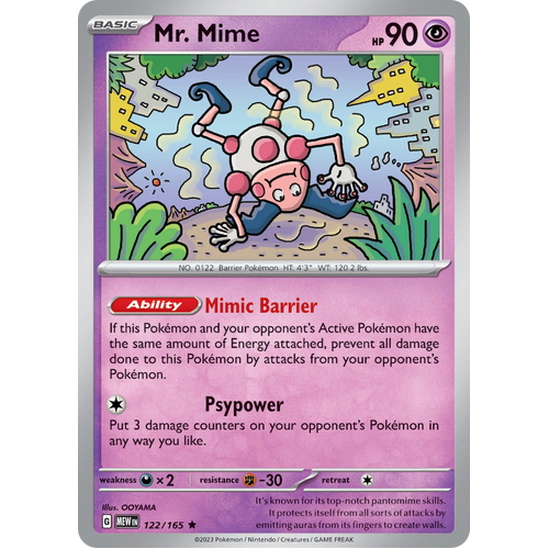 Mr. Mime 122/165 Rare Scarlet & Violet 151 Pokemon card