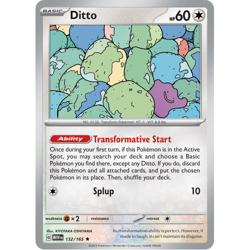 Ditto 132/165 Rare Scarlet & Violet 151 Pokemon card