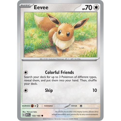 Eevee 133/165 Common Scarlet & Violet 151 Pokemon card