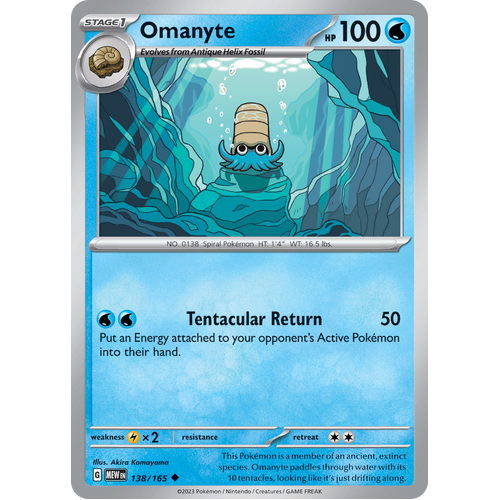 Omanyte 138/165 Uncommon Scarlet & Violet 151 Pokemon card