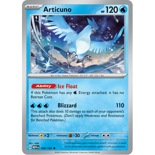 Articuno 144/165 Rare Scarlet & Violet 151 Pokemon card