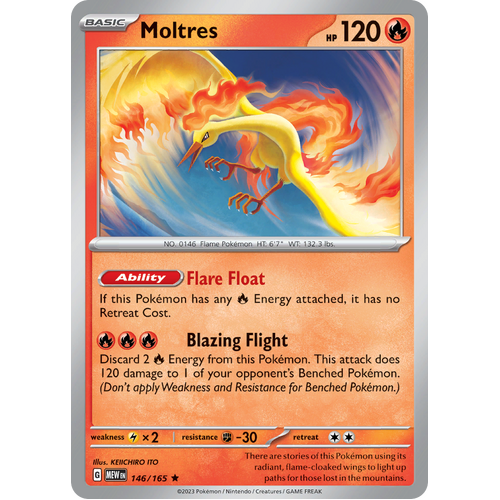 Moltres 146/165 Rare Scarlet & Violet 151 Pokemon card