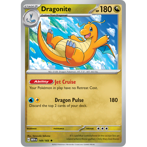 Dragonite 149/165 Rare Scarlet & Violet 151 Pokemon card