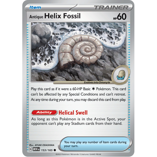 Antique Helix Fossil 153/165 Common Scarlet & Violet 151 Pokemon card