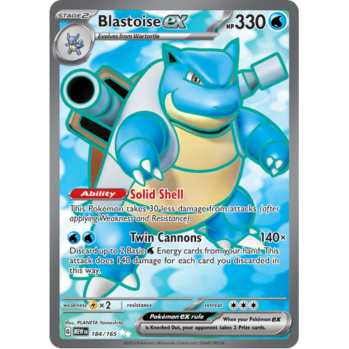 Blastoise ex 184/165 Ultra Rare Scarlet & Violet 151 Pokemon card