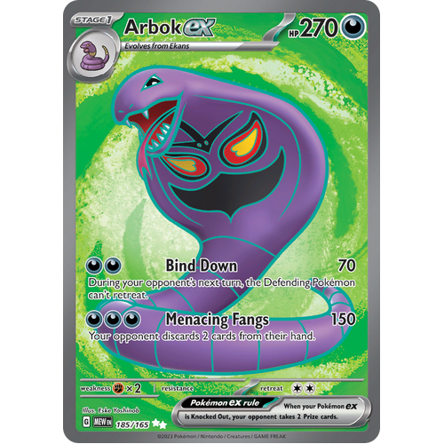 Arbok ex 185/165 Ultra Rare Scarlet & Violet 151 Pokemon card