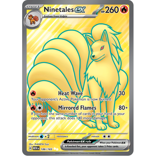 Ninetales ex 186/165 Ultra Rare Scarlet & Violet 151 Pokemon card