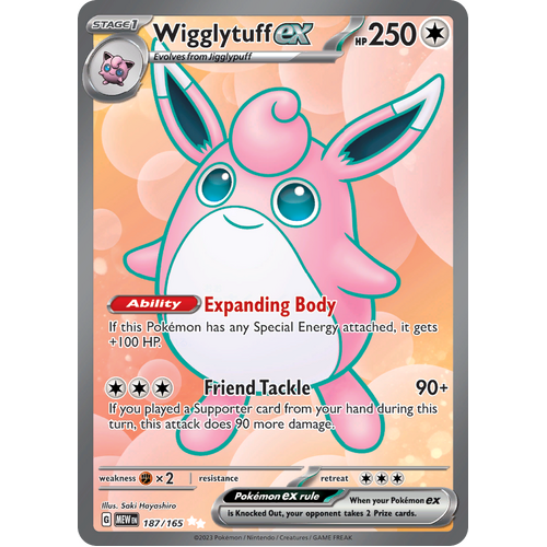 Wigglytuff ex 187/165 Ultra Rare Scarlet & Violet 151 Pokemon card