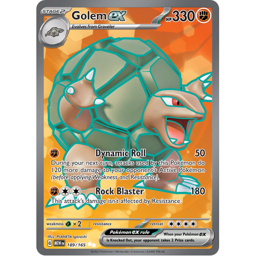 Golem ex 189/165 Ultra Rare Scarlet & Violet 151 Pokemon card