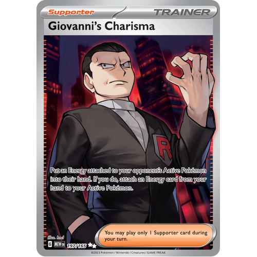 Giovanni's Charisma 197/165 Ultra Rare Scarlet & Violet 151 Pokemon card