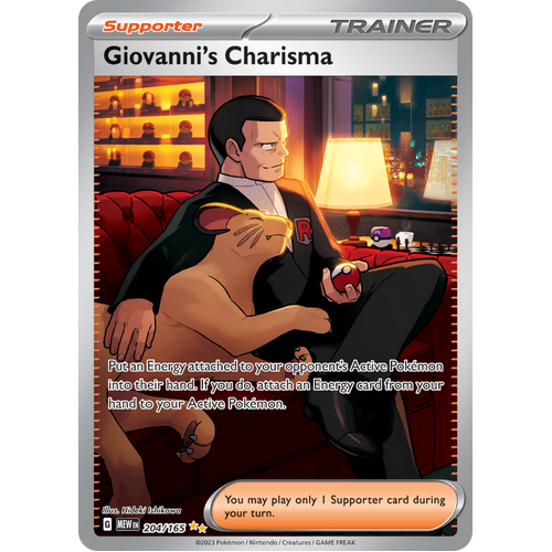 Giovanni's Charisma 204/165 Special Illustration Rare Scarlet & Violet 151 Pokemon card