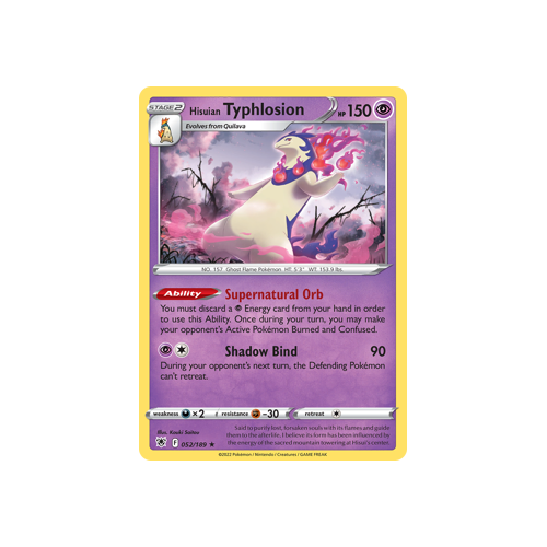 Hisuian Typhlosion Holo Rare 052/189 Astral Radiance