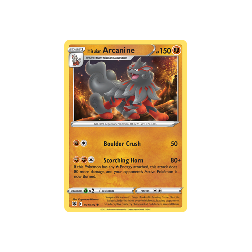 Hisuian Arcanine Rare 071/189 Astral Radiance