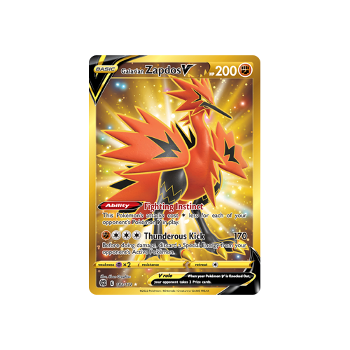 Galarian Zapdos V (Secret) Ultra Rare 182/172 Brilliant Stars Singles