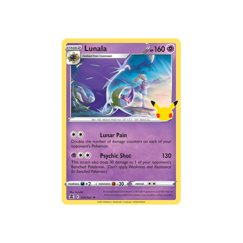 Lunala Holo Rare 015/025 Celebrations