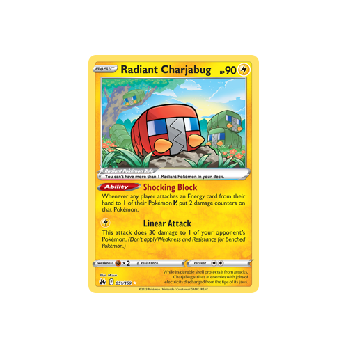 Radiant Charjabug 051/159 Radiant Rare Crown Zenith Pokemon Card Single