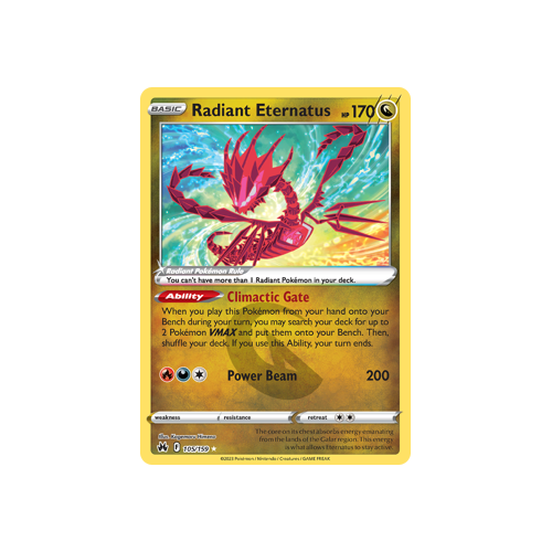 Radiant Eternatus 105/159 Radiant Rare Crown Zenith Pokemon Card Single