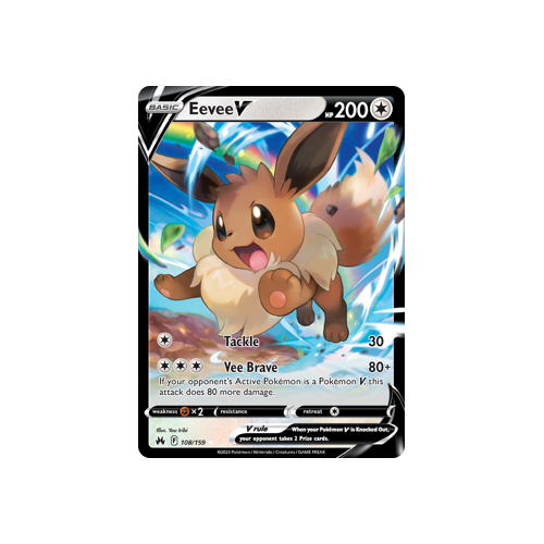 Eevee V 108/159 Ultra Rare Crown Zenith Pokemon Card Single