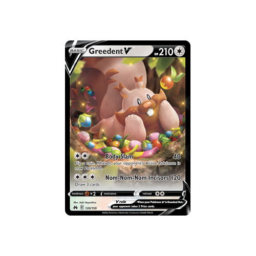 Greedent V 120/159 Ultra Rare Crown Zenith Pokemon Card Single