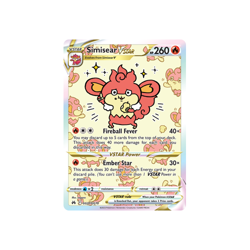 Simisear VSTAR GG37/GG70 Ultra Rare Galarian Gallery Crown Zenith Pokemon Card Single