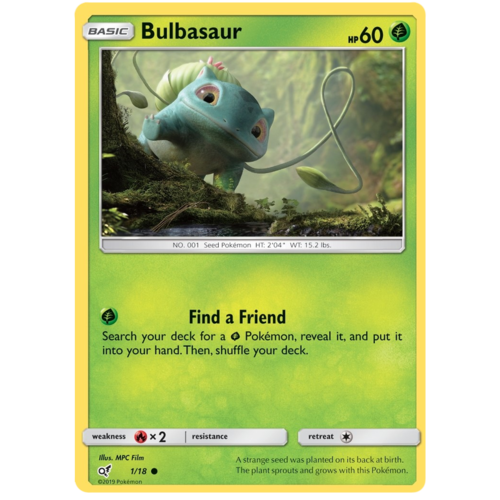Detective Pikachu - Bulbasaur 01/18 Holo card