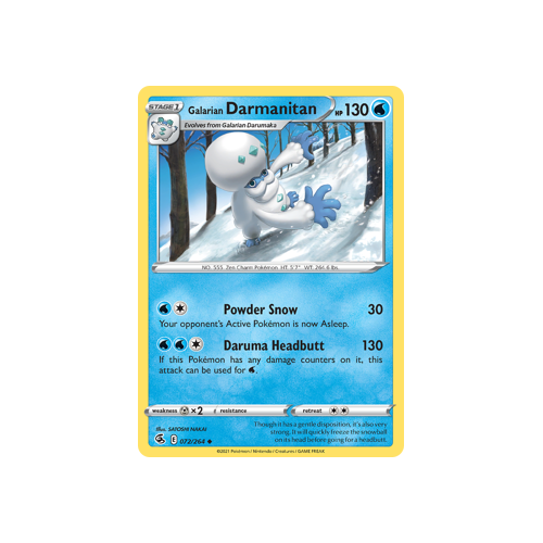 Galarian Darmanitan Uncommon 072/264 Fusion Strike Singles