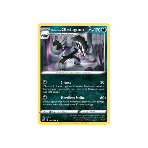 Galarian Obstagoon Holo Rare 161/264 Fusion Strike Singles