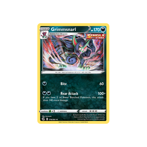 Grimmsnarl Holo Rare 178/264 Fusion Strike Singles