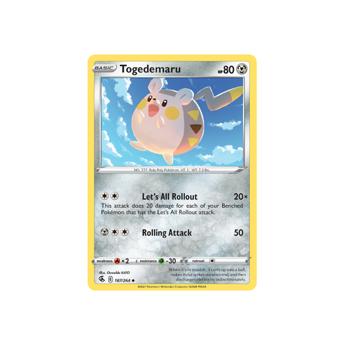 Togedemaru Uncommon 187/264 Fusion Strike Singles