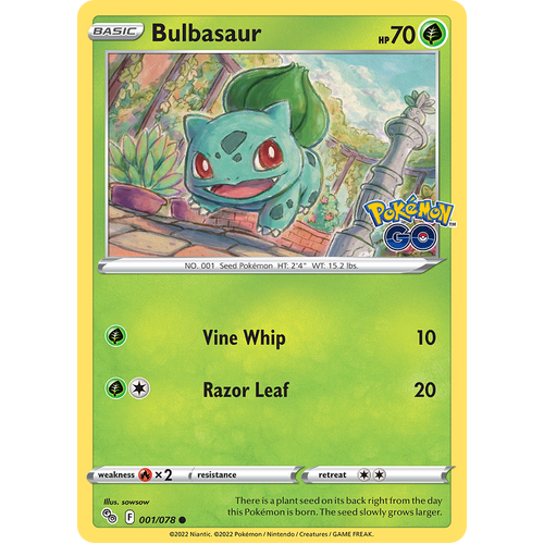 Bulbasaur 001/078 Common Pokemon Go Pokemon Card Single