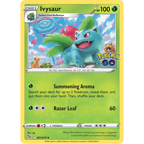 Ivysaur 002/078 Uncommon Pokemon Go Pokemon Card Single