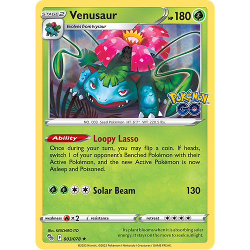Venusaur 003/078 Holo Rare Pokemon Go Pokemon Card Single