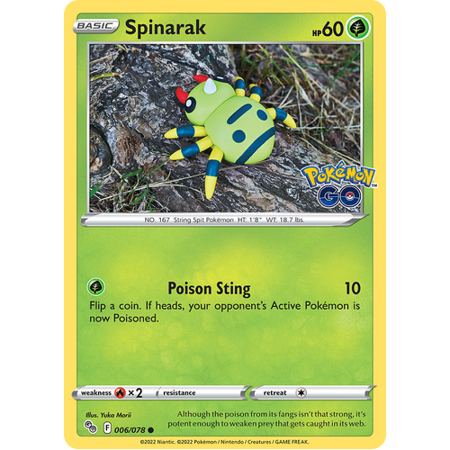 Spinarak 006/078 Common Pokemon Go Pokemon Card Single