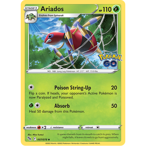 Ariados 007/078 Uncommon Pokemon Go Pokemon Card Single