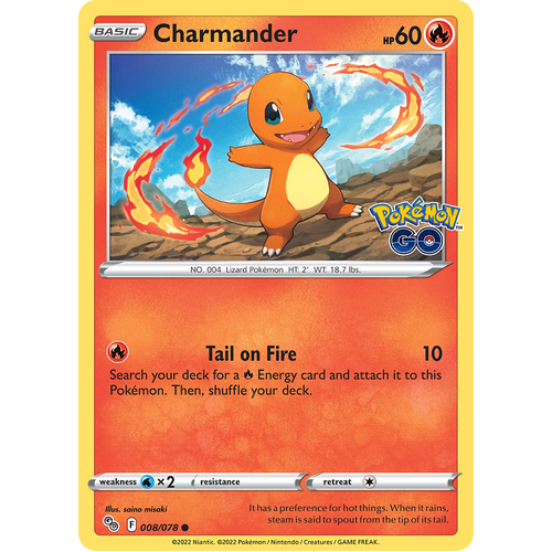 Charmander 008/078 Common Pokemon Go Pokemon Card Single