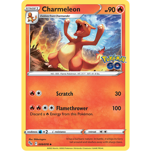 Charmeleon 009/078 Uncommon Pokemon Go Pokemon Card Single