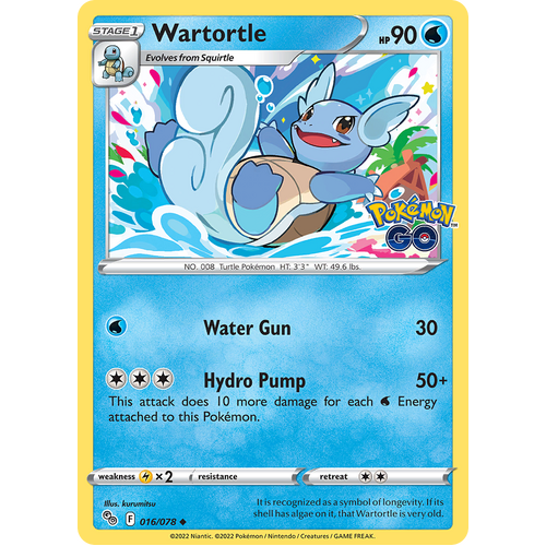 Wartortle 016/078 Uncommon Pokemon Go Pokemon Card Single