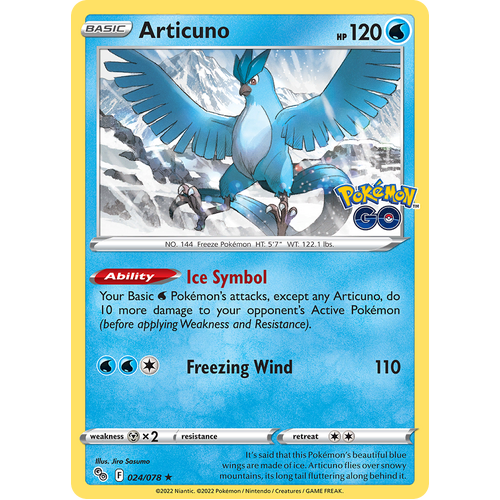 Articuno 024/078 Holo Rare Pokemon Go Pokemon Card Single