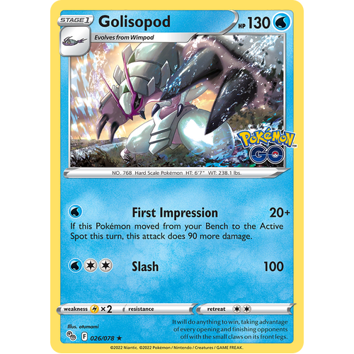 Golisopod 026/078 Holo Rare Pokemon Go Pokemon Card Single