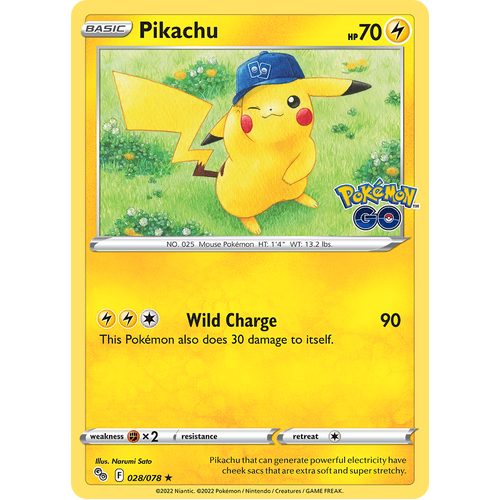 Pikachu (28) 028/078 Holo Rare Pokemon Go Pokemon Card Single