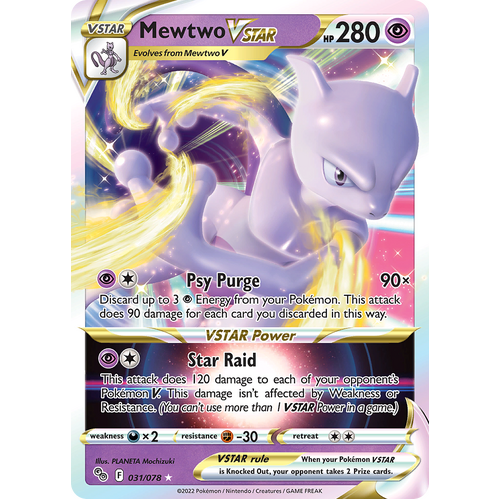 Mewtwo VSTAR 031/078 Ultra Rare Pokemon Go Pokemon Card Single