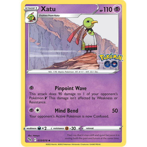 Xatu 033/078 Uncommon Pokemon Go Pokemon Card Single