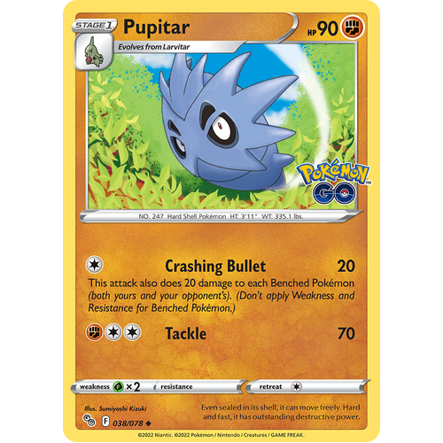 Pupitar 038/078 Uncommon Pokemon Go Pokemon Card Single
