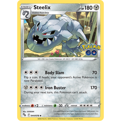 Steelix 044/078 Uncommon Pokemon Go Pokemon Card Single