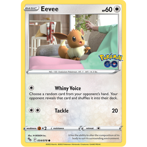 Eevee 054/078 Common Pokemon Go Pokemon Card Single