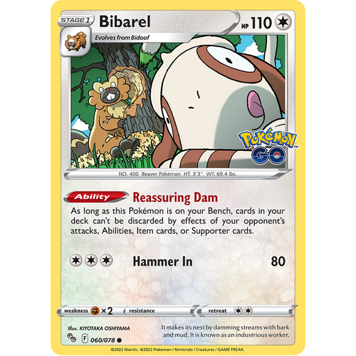 Bibarel 060/078 Common Pokemon Go Pokemon Card Single