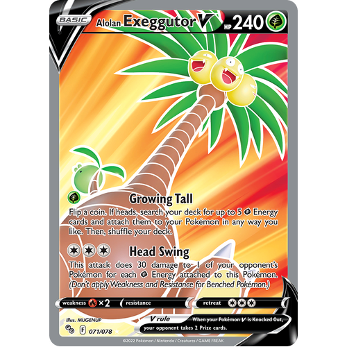 Alolan Exeggutor V (Full Art) 071/078 Ultra Rare Pokemon Go Pokemon Card Single